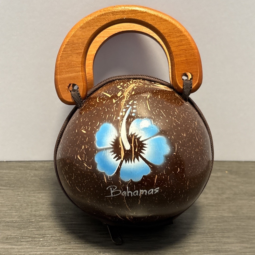 Coconut Bag Purse Bahamas With Handle‎ & Zipper Hawaiian Tropical - Picture 5 of 9